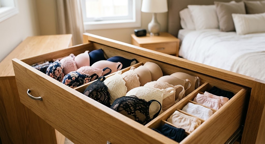 How to store bras in a drawer with cups facing up side by side