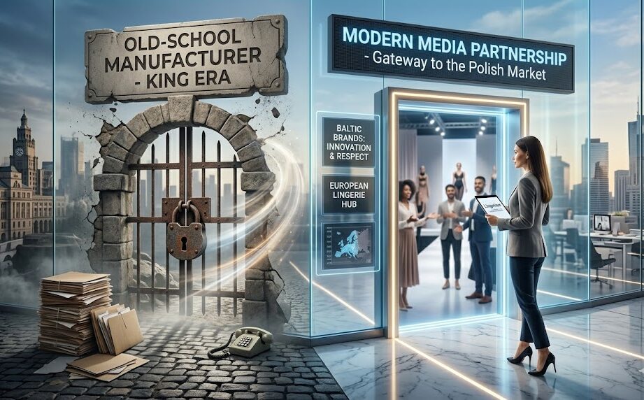 Comparison between traditional Polish lingerie manufacturing barriers and modern media partnership for Baltic brands 2026