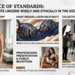 Lingerieinfo.com B2B infographic featuring a collage of professional lace lingerie product photography, close-up tailoring construction details, and behind-the-scenes photoshoot production